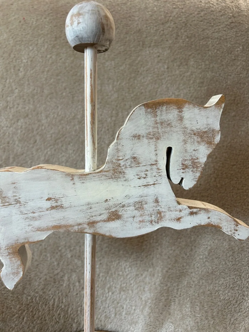 Jewelry Holder Shabby Chic Wooden Carousel Horse Decor - White Wash